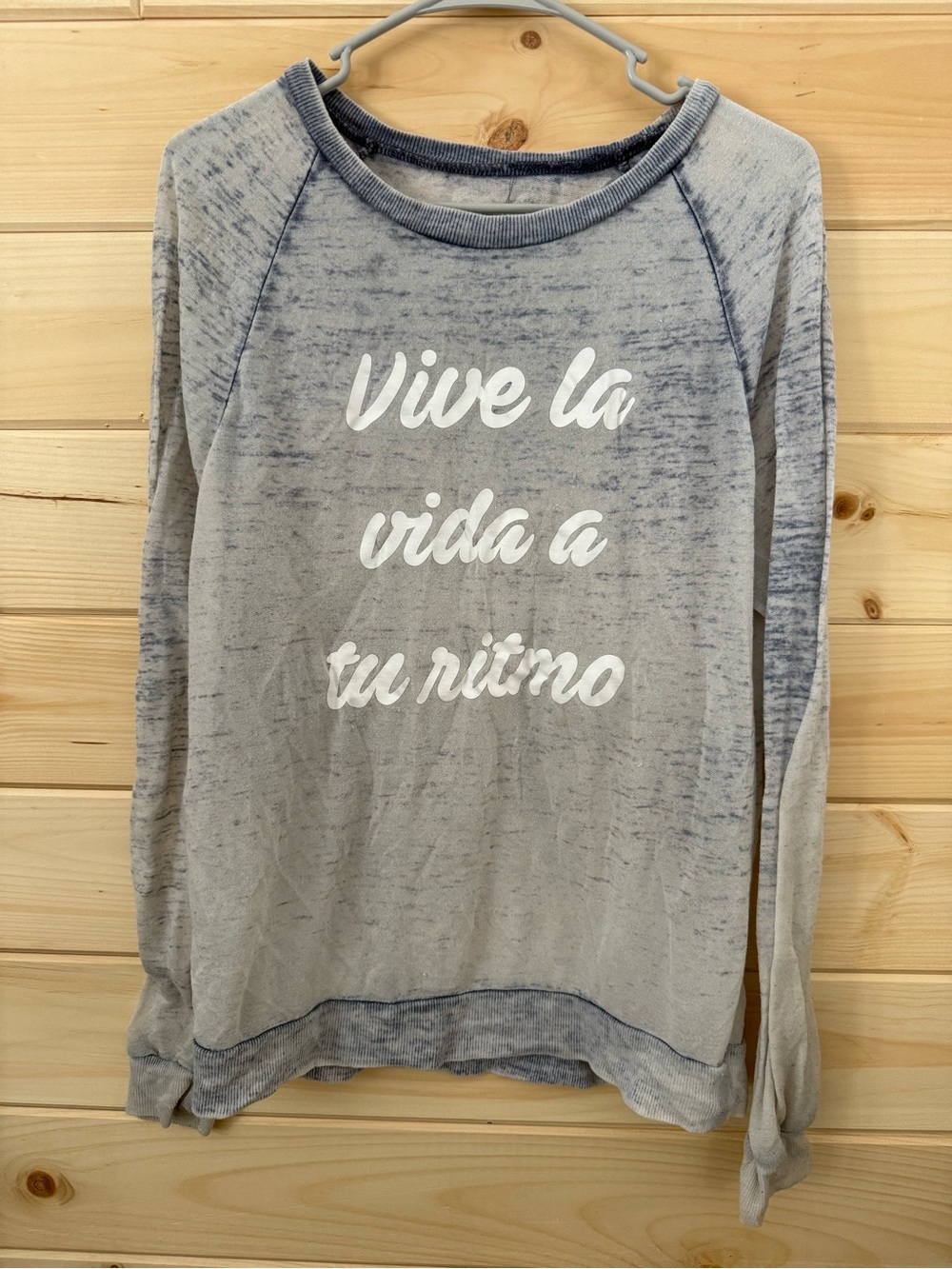 Miken Heathered Light Gray Crewneck Longsleeve with White Script